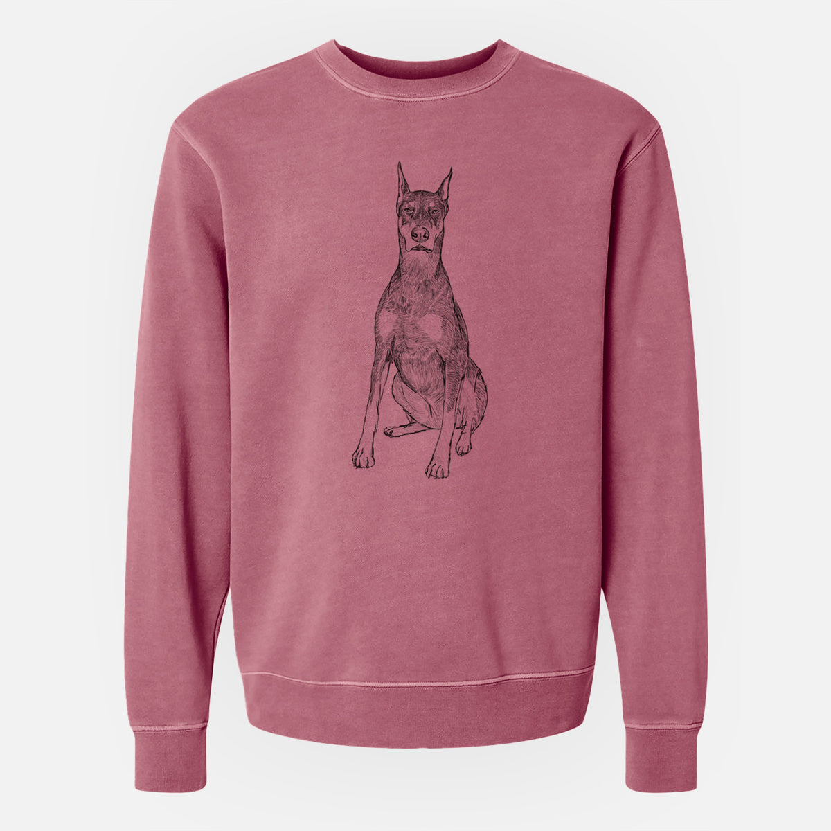 Doodled Drake the Doberman Pinscher - Unisex Pigment Dyed Crew Sweatshirt