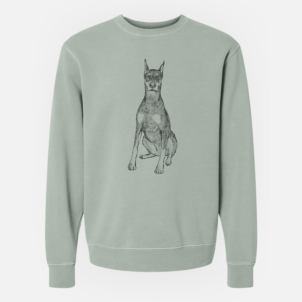 Doodled Drake the Doberman Pinscher - Unisex Pigment Dyed Crew Sweatshirt