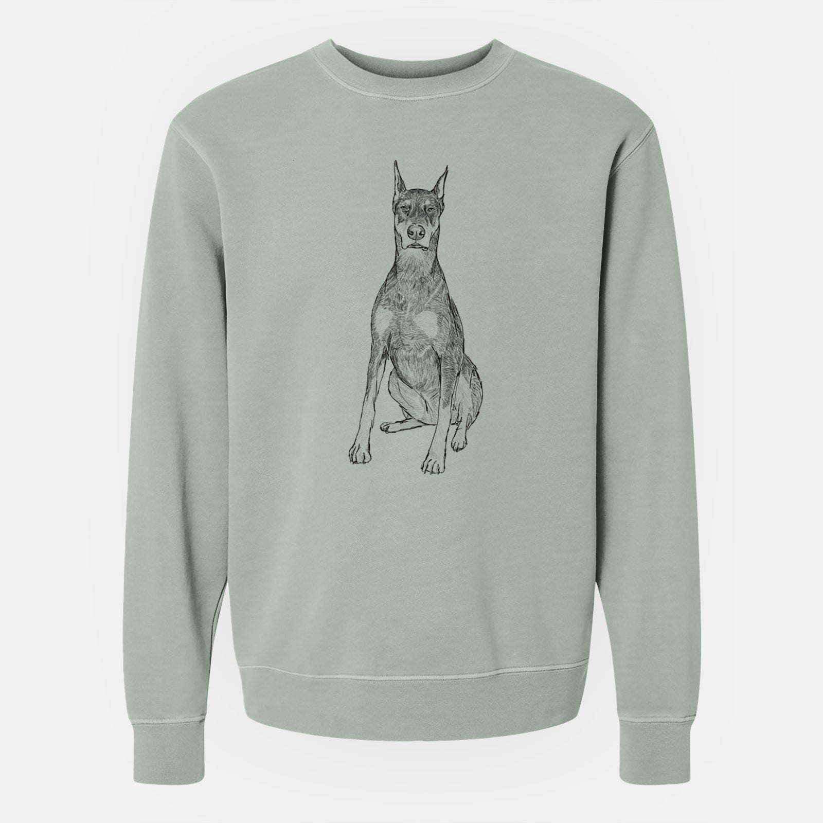 Doodled Drake the Doberman Pinscher - Unisex Pigment Dyed Crew Sweatshirt