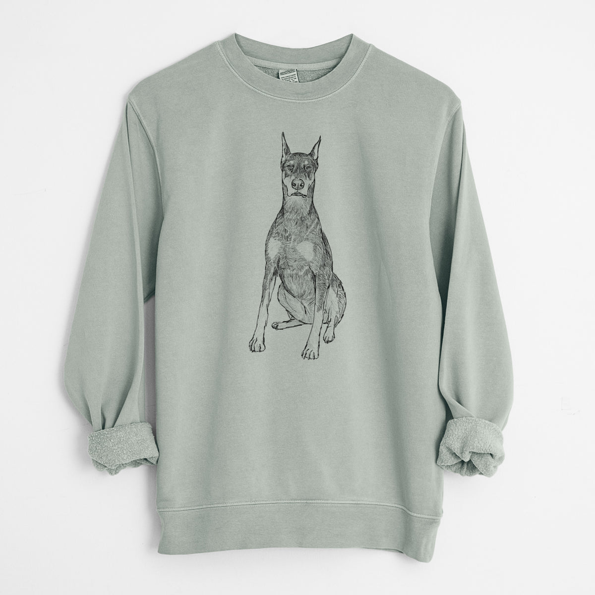 Doodled Drake the Doberman Pinscher - Unisex Pigment Dyed Crew Sweatshirt