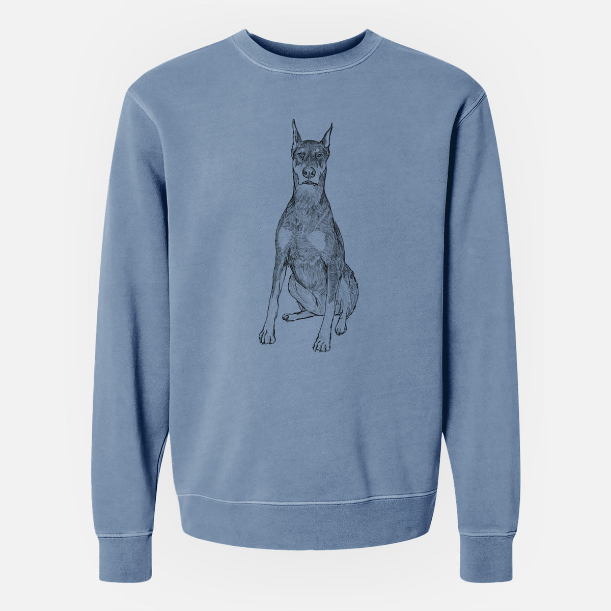 Doodled Drake the Doberman Pinscher - Unisex Pigment Dyed Crew Sweatshirt