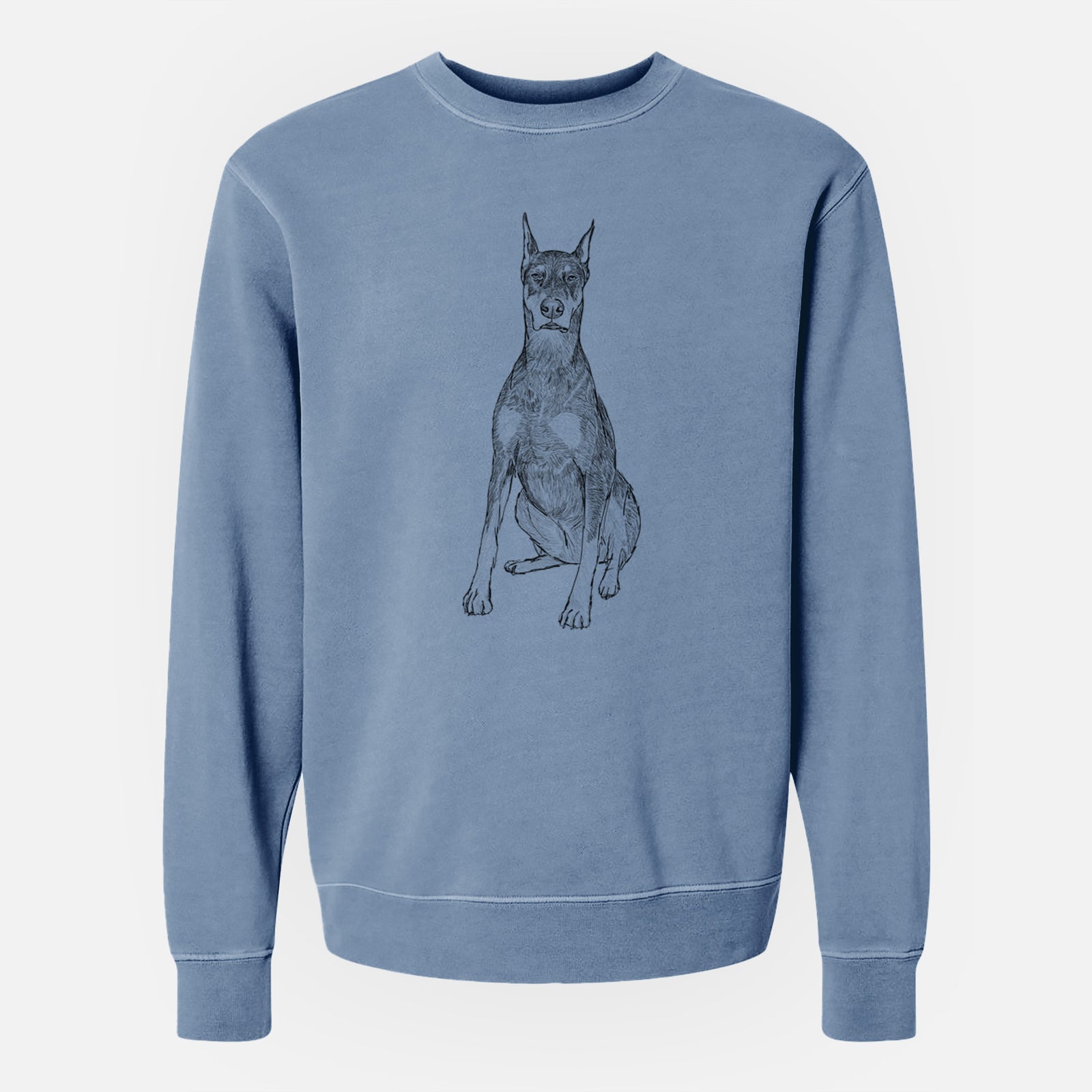 Doodled Drake the Doberman Pinscher - Unisex Pigment Dyed Crew Sweatshirt