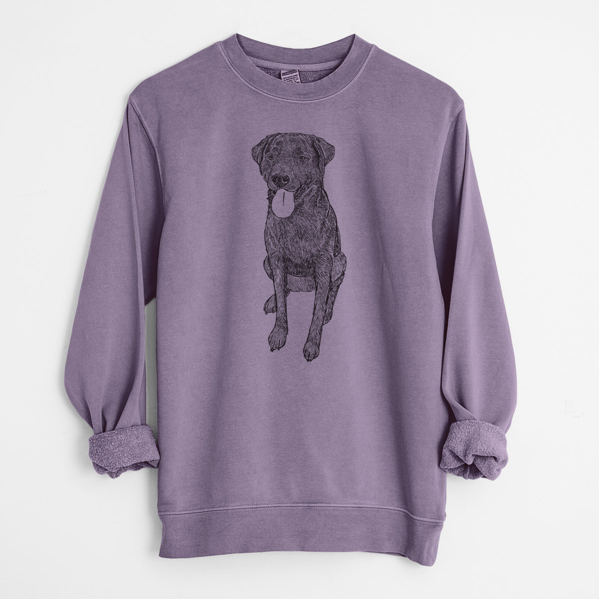 Doodled Duffy the Rottweiler Labrador Mix - Unisex Pigment Dyed Crew Sweatshirt