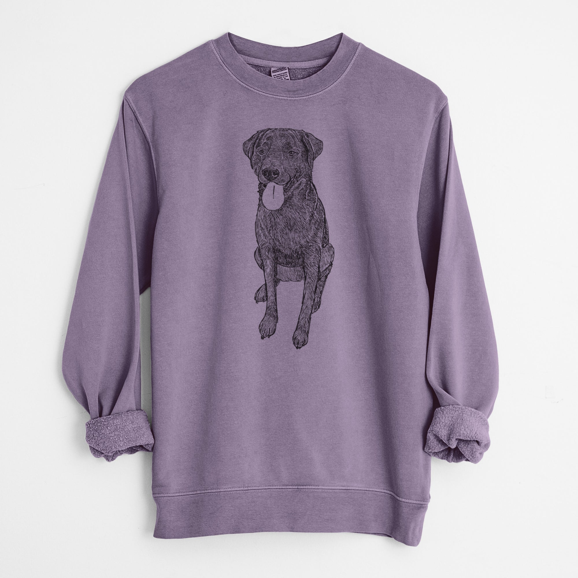 Doodled Duffy the Rottweiler Labrador Mix - Unisex Pigment Dyed Crew Sweatshirt