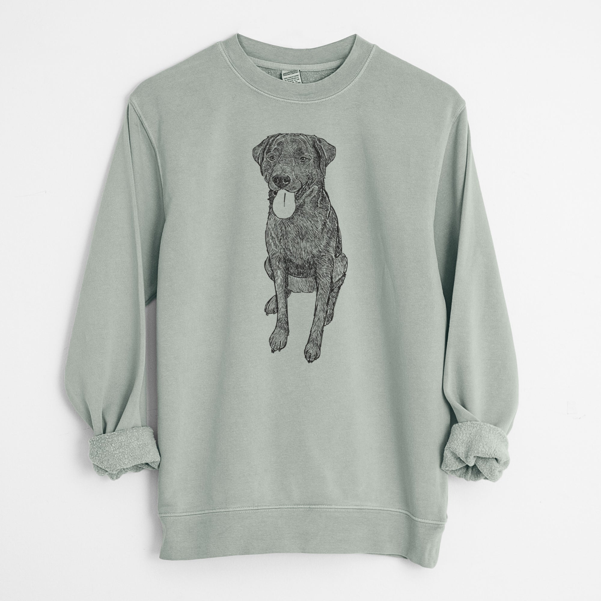 Doodled Duffy the Rottweiler Labrador Mix - Unisex Pigment Dyed Crew Sweatshirt