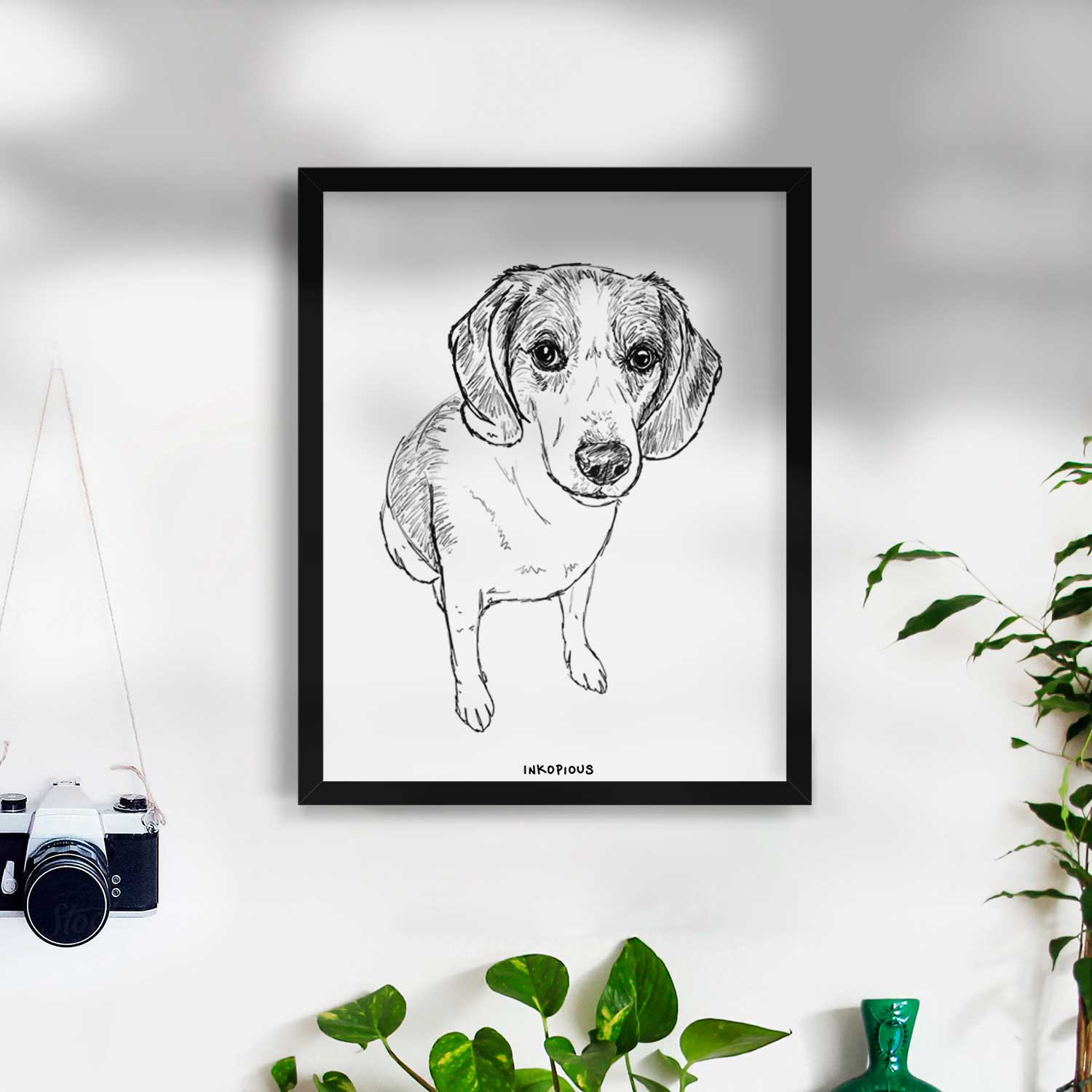 Doodled Duke the Beagle Walker Hound Mix Art Print