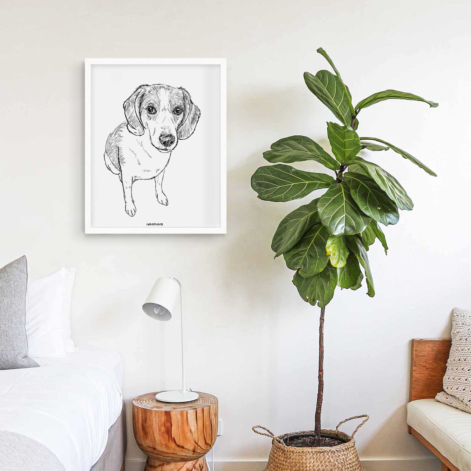 Doodled Duke the Beagle Walker Hound Mix Art Print