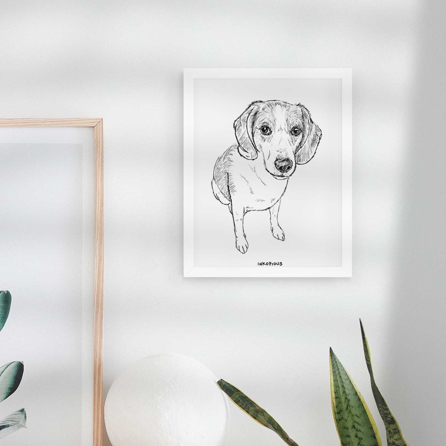 Doodled Duke the Beagle Walker Hound Mix Art Print