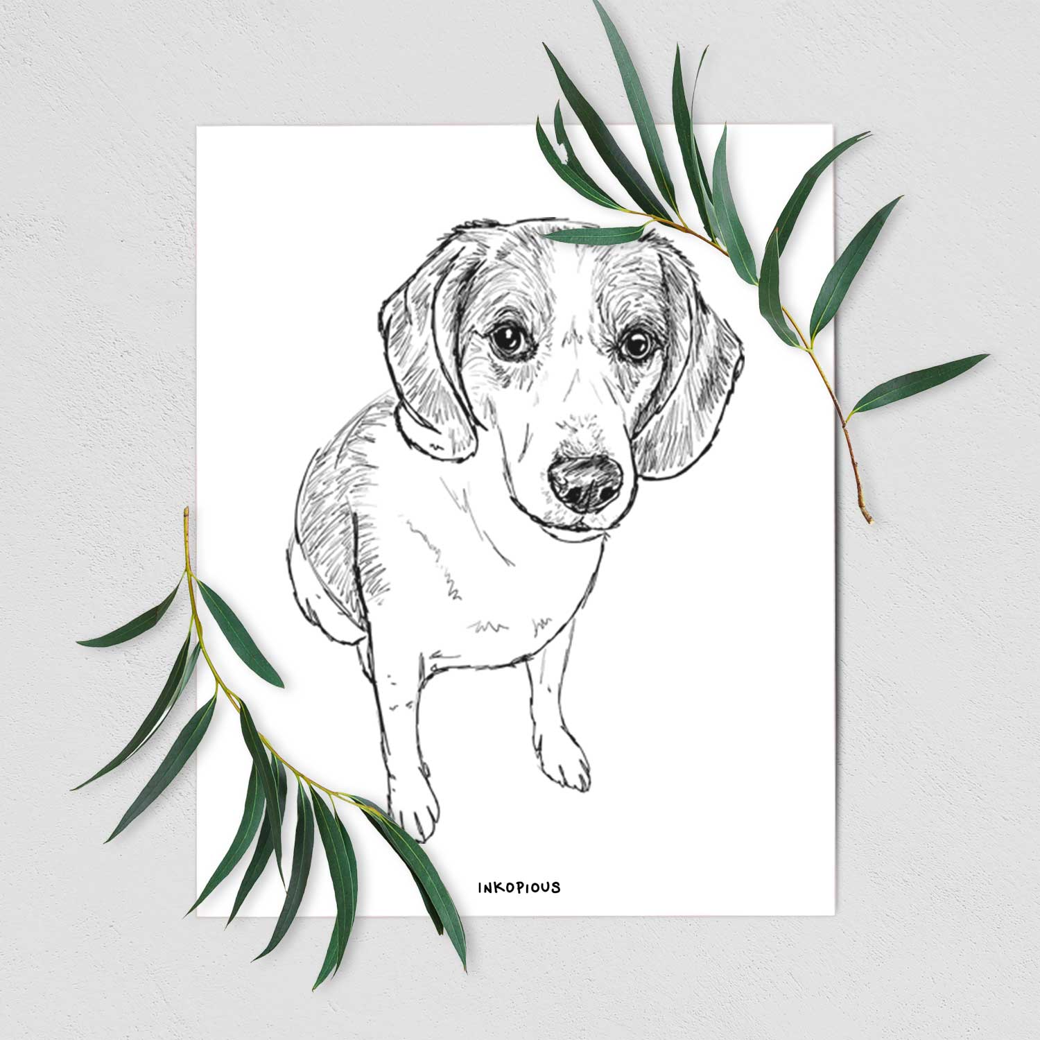 Doodled Duke the Beagle Walker Hound Mix Art Print