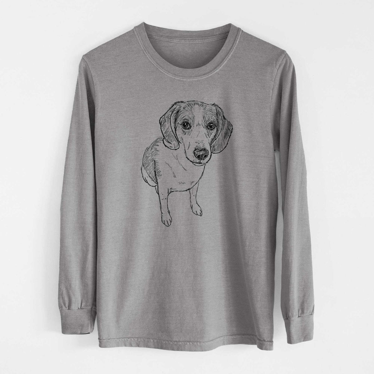 Doodled  the Beagle Walker Hound Mix - Heavyweight 100% Cotton Long Sleeve