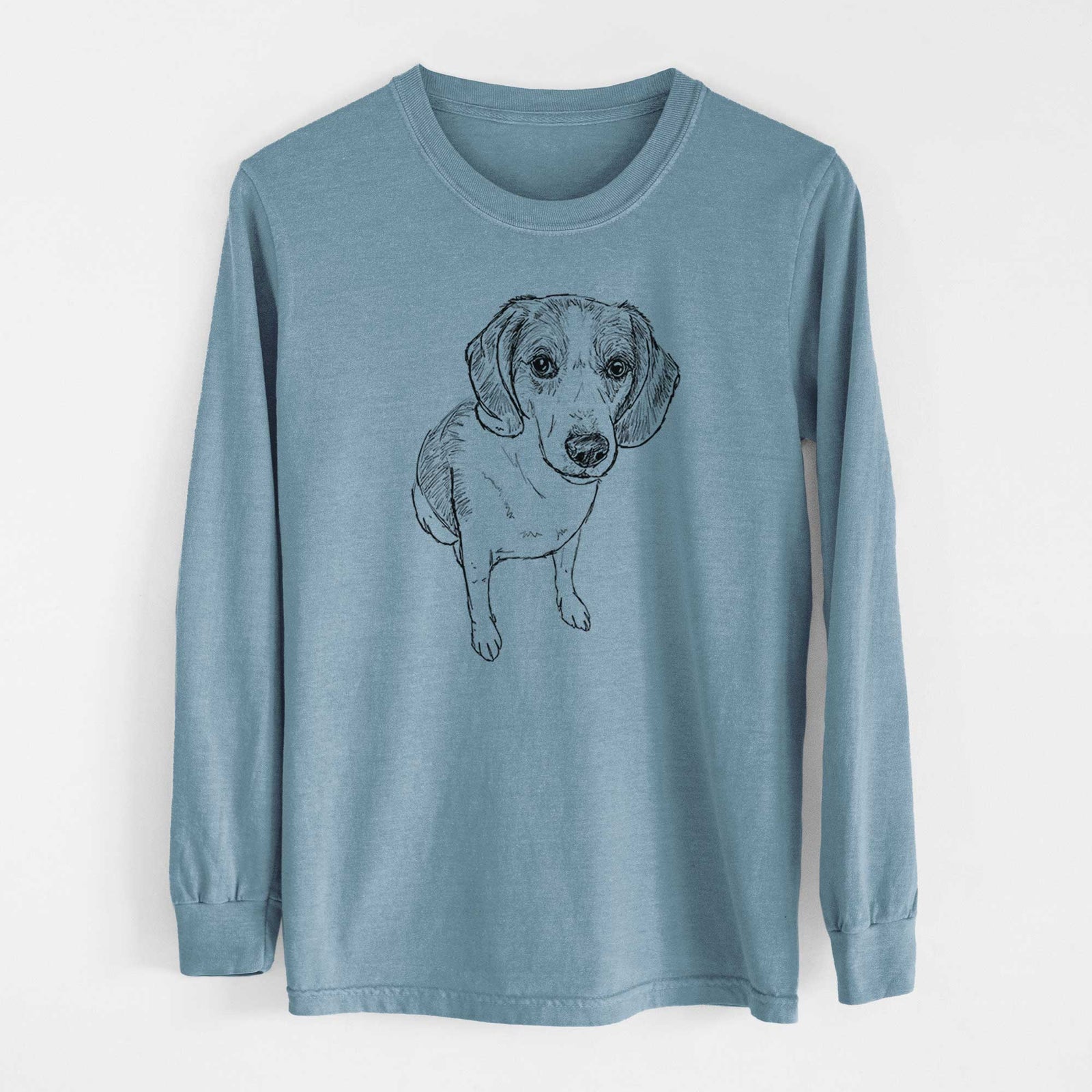 Doodled  the Beagle Walker Hound Mix - Heavyweight 100% Cotton Long Sleeve