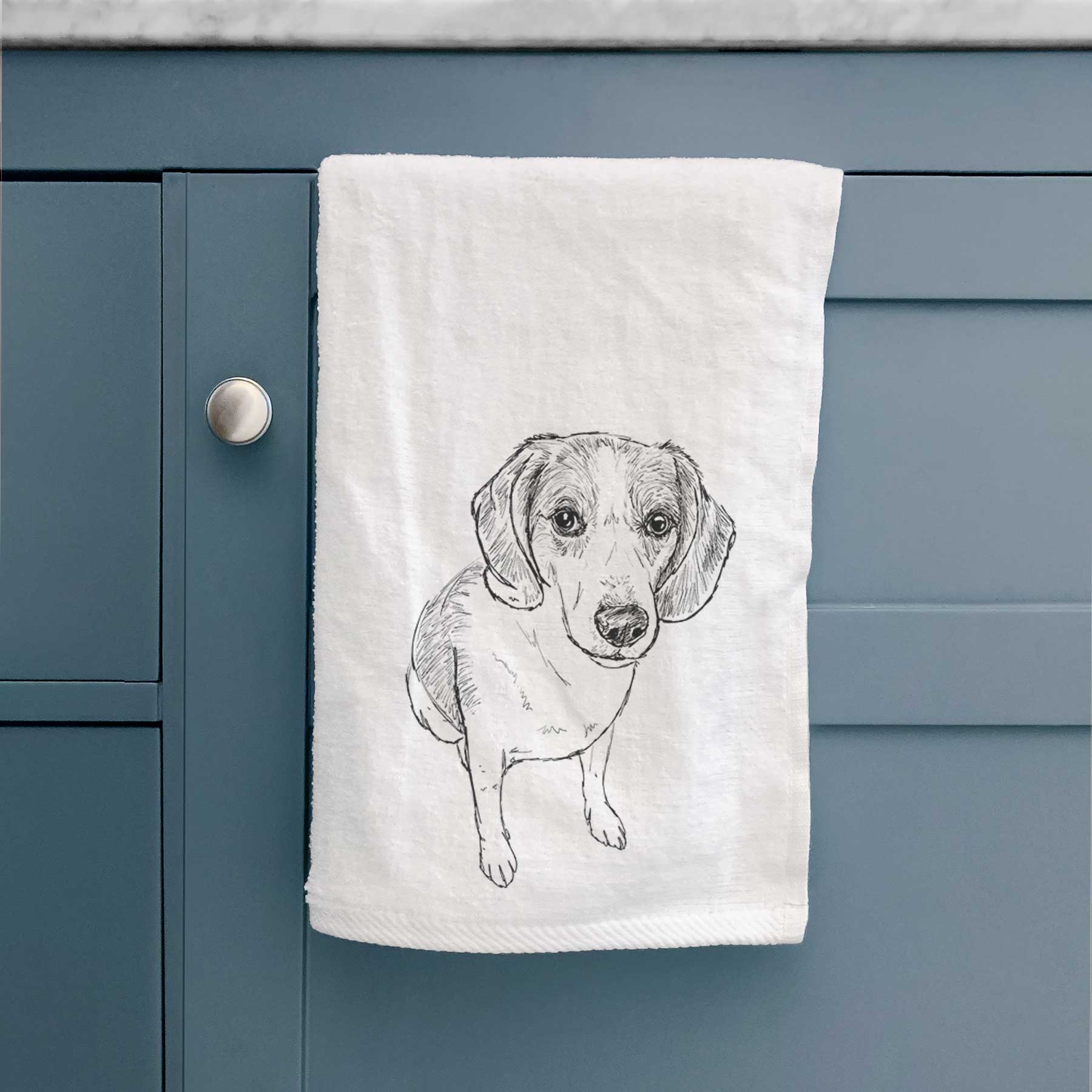 Doodled  the Beagle Walker Hound Mix Decorative Hand Towel