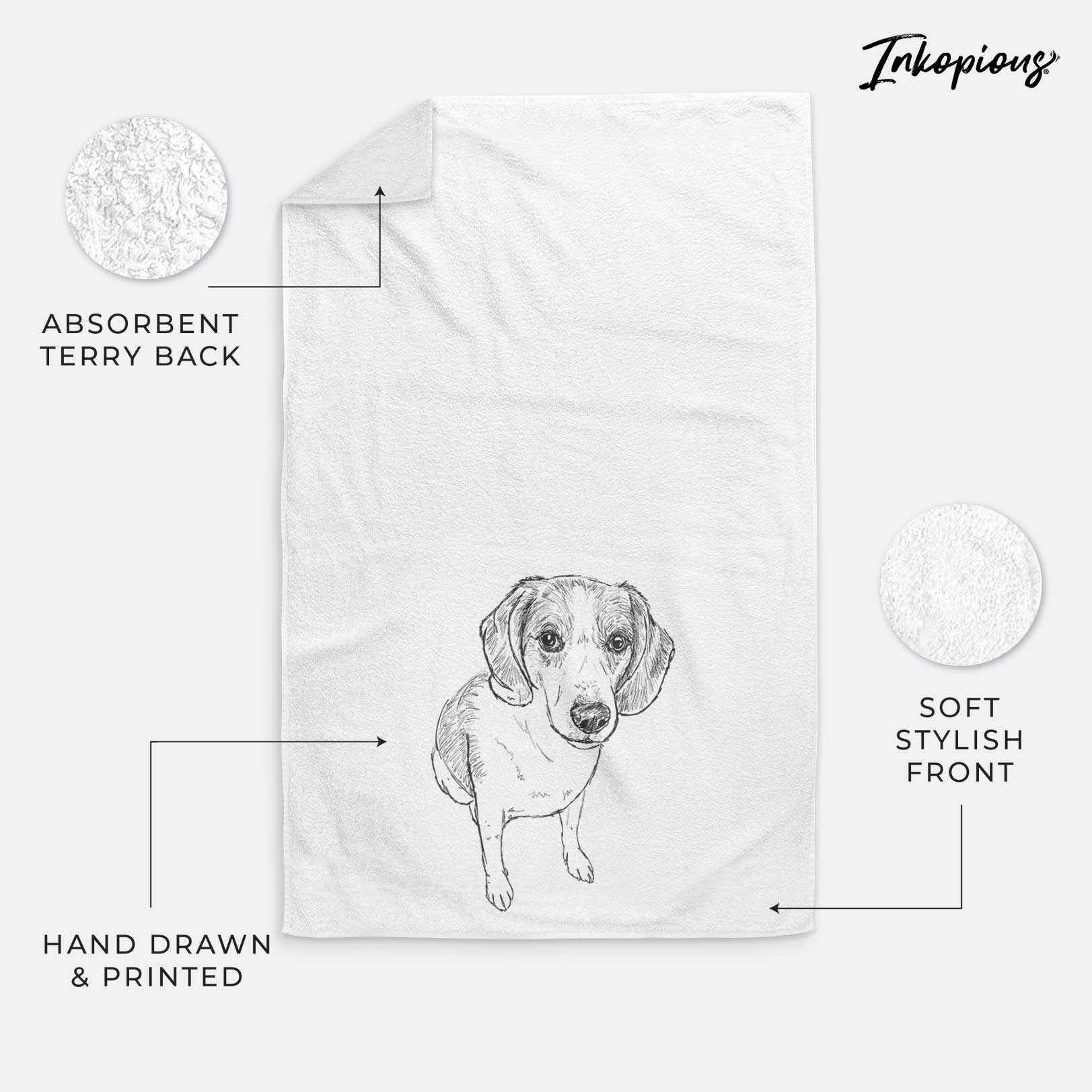 Doodled  the Beagle Walker Hound Mix Decorative Hand Towel