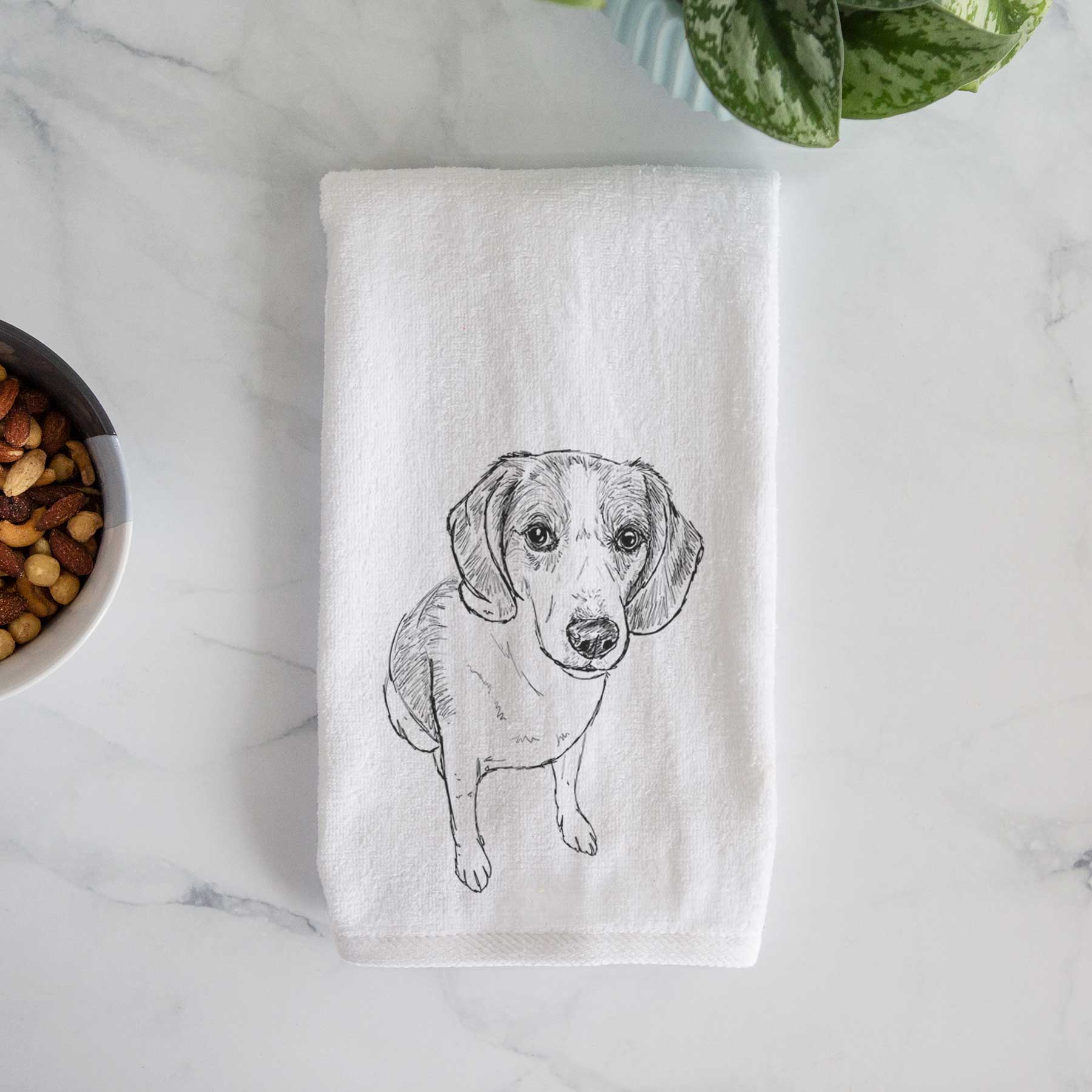 Doodled  the Beagle Walker Hound Mix Decorative Hand Towel