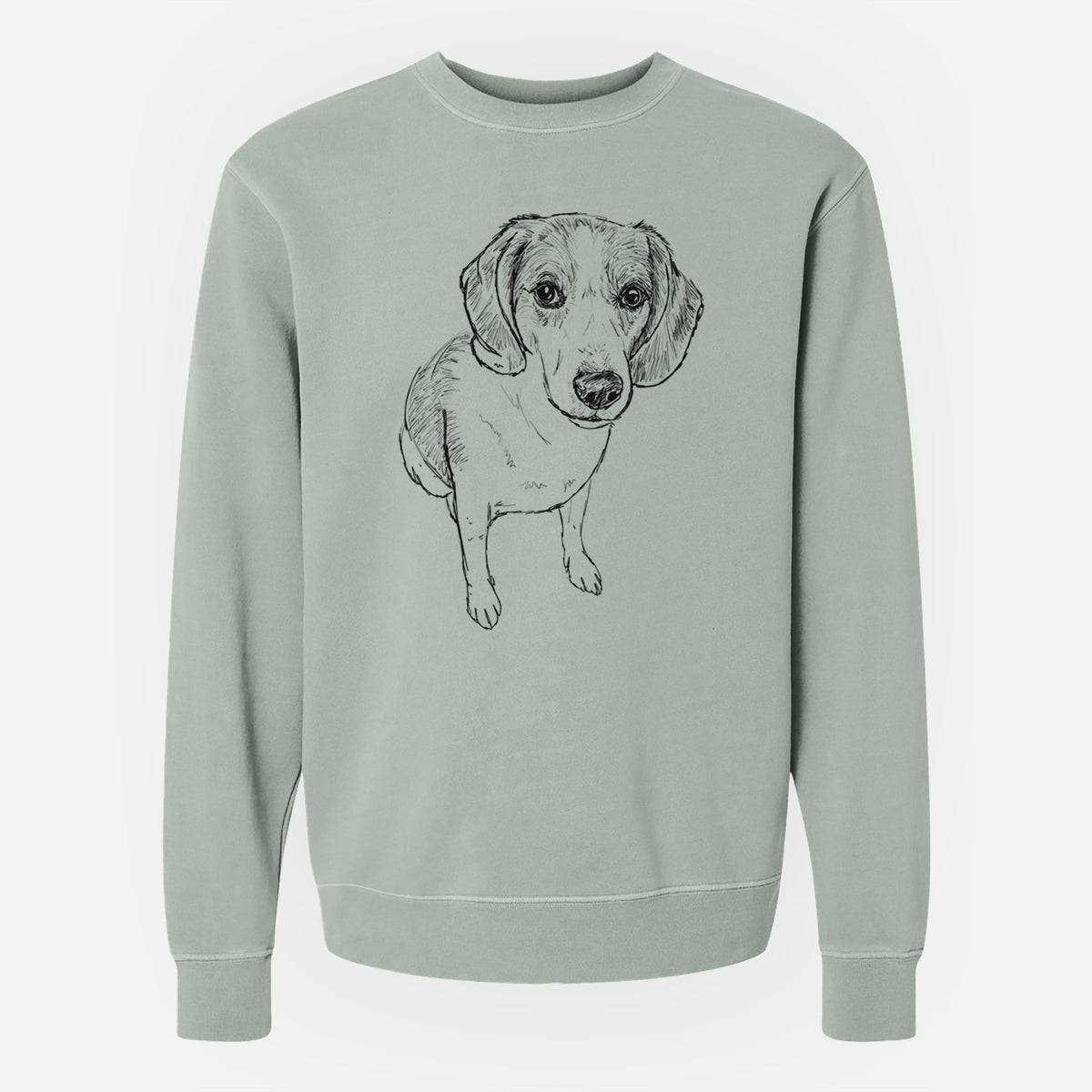 Doodled  the Beagle Walker Hound Mix - Unisex Pigment Dyed Crew Sweatshirt