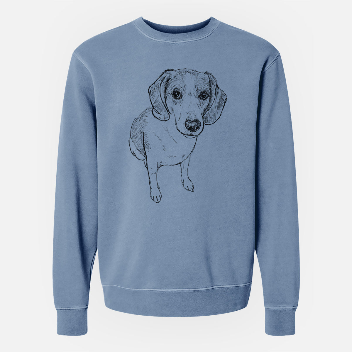 Doodled  the Beagle Walker Hound Mix - Unisex Pigment Dyed Crew Sweatshirt