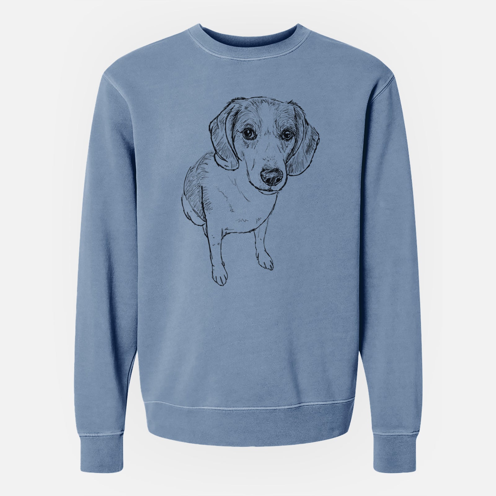 Doodled  the Beagle Walker Hound Mix - Unisex Pigment Dyed Crew Sweatshirt