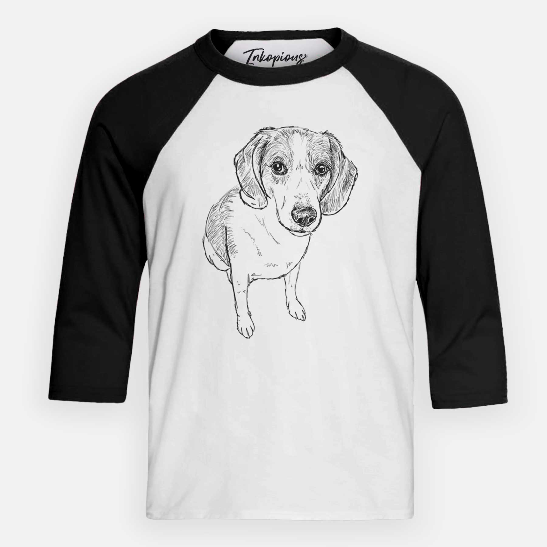 Doodled  the Beagle Walker Hound Mix - Youth 3/4 Long Sleeve