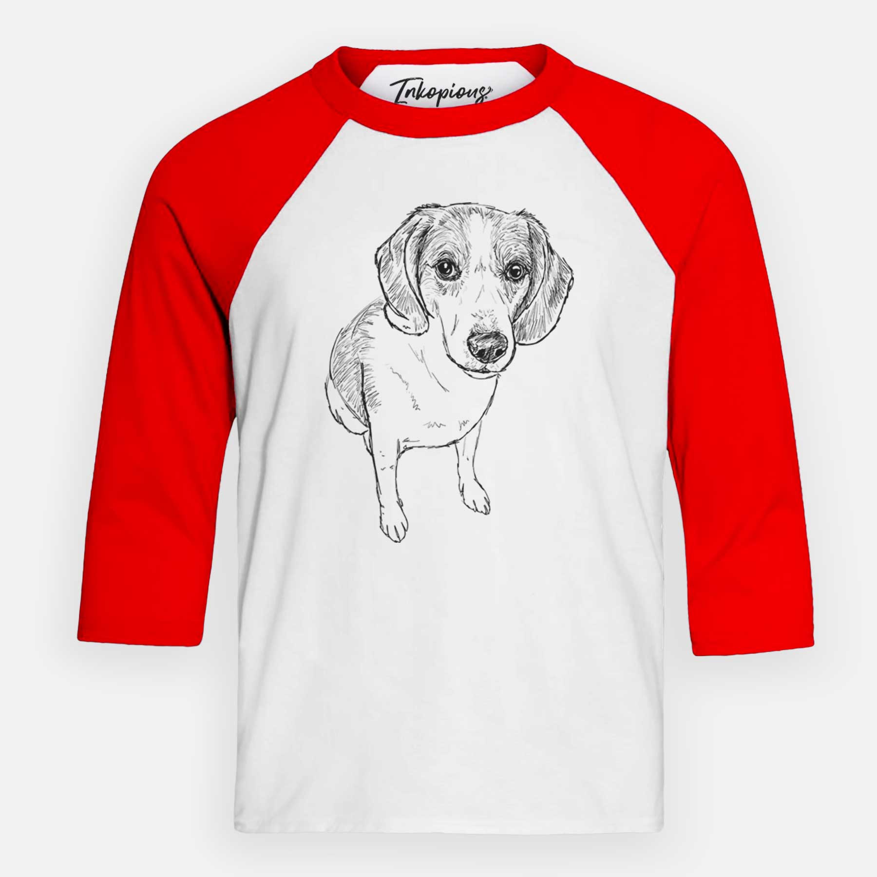 Doodled  the Beagle Walker Hound Mix - Youth 3/4 Long Sleeve