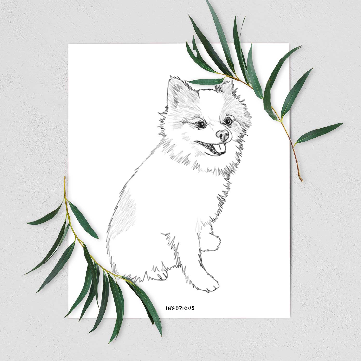 Doodled Edison the Pomeranian Art Print