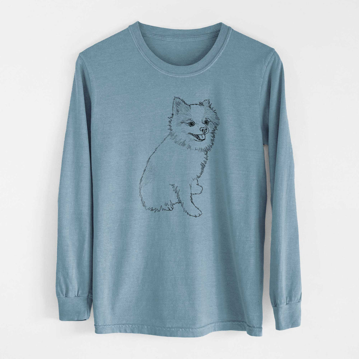 Doodled Edison the Pomeranian - Heavyweight 100% Cotton Long Sleeve