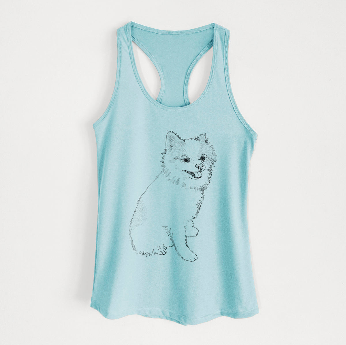 Doodled Edison the Pomeranian - Women&#39;s Racerback Tanktop