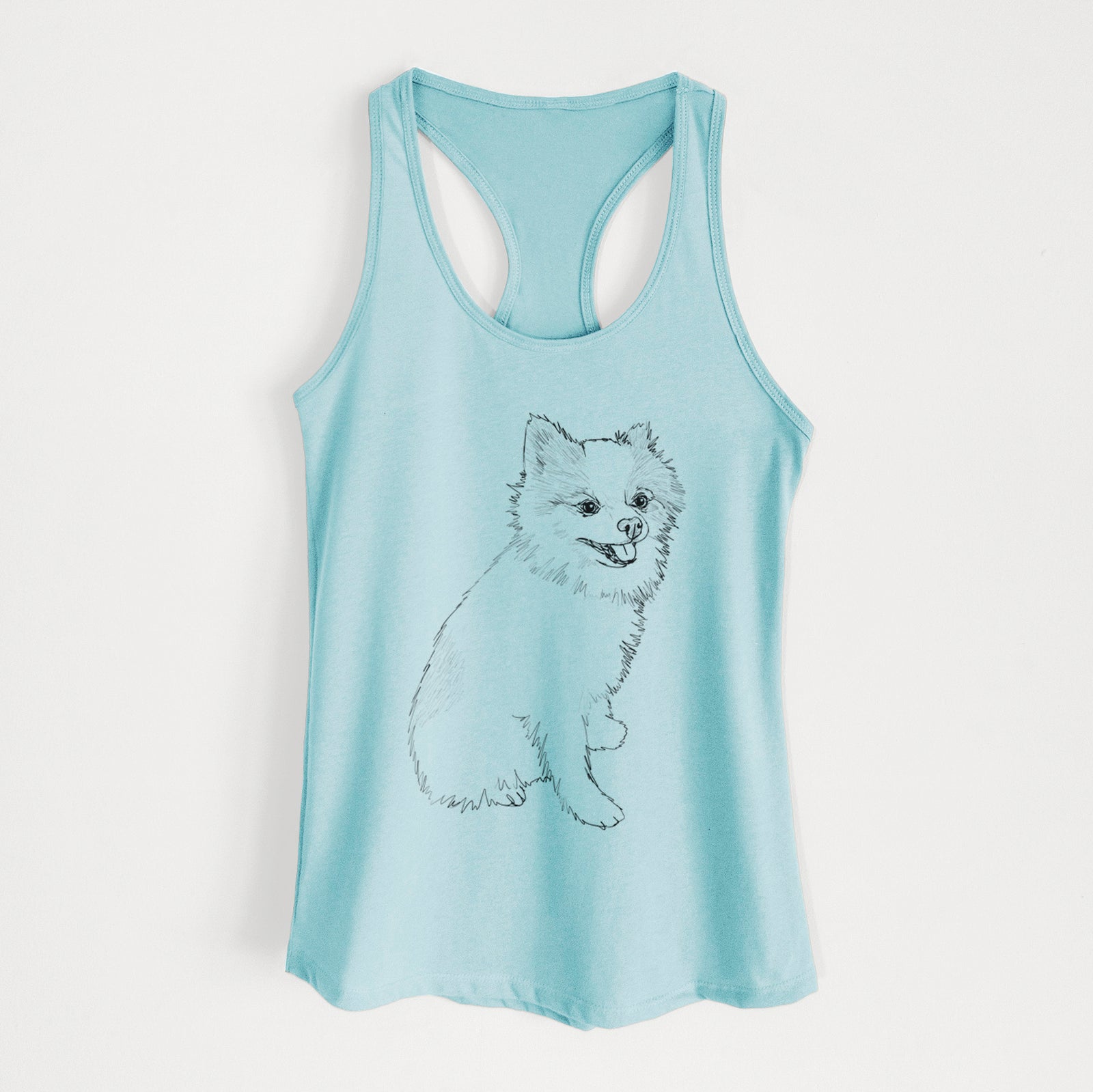 Doodled Edison the Pomeranian - Women's Racerback Tanktop