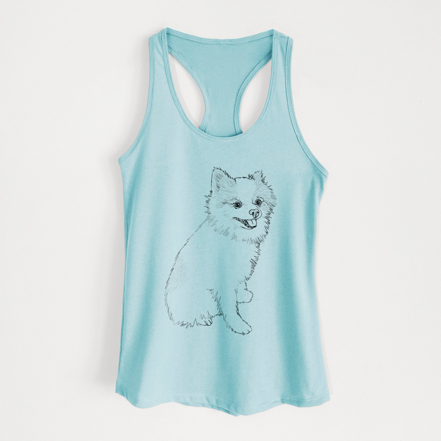 Doodled Edison the Pomeranian - Women's Racerback Tanktop