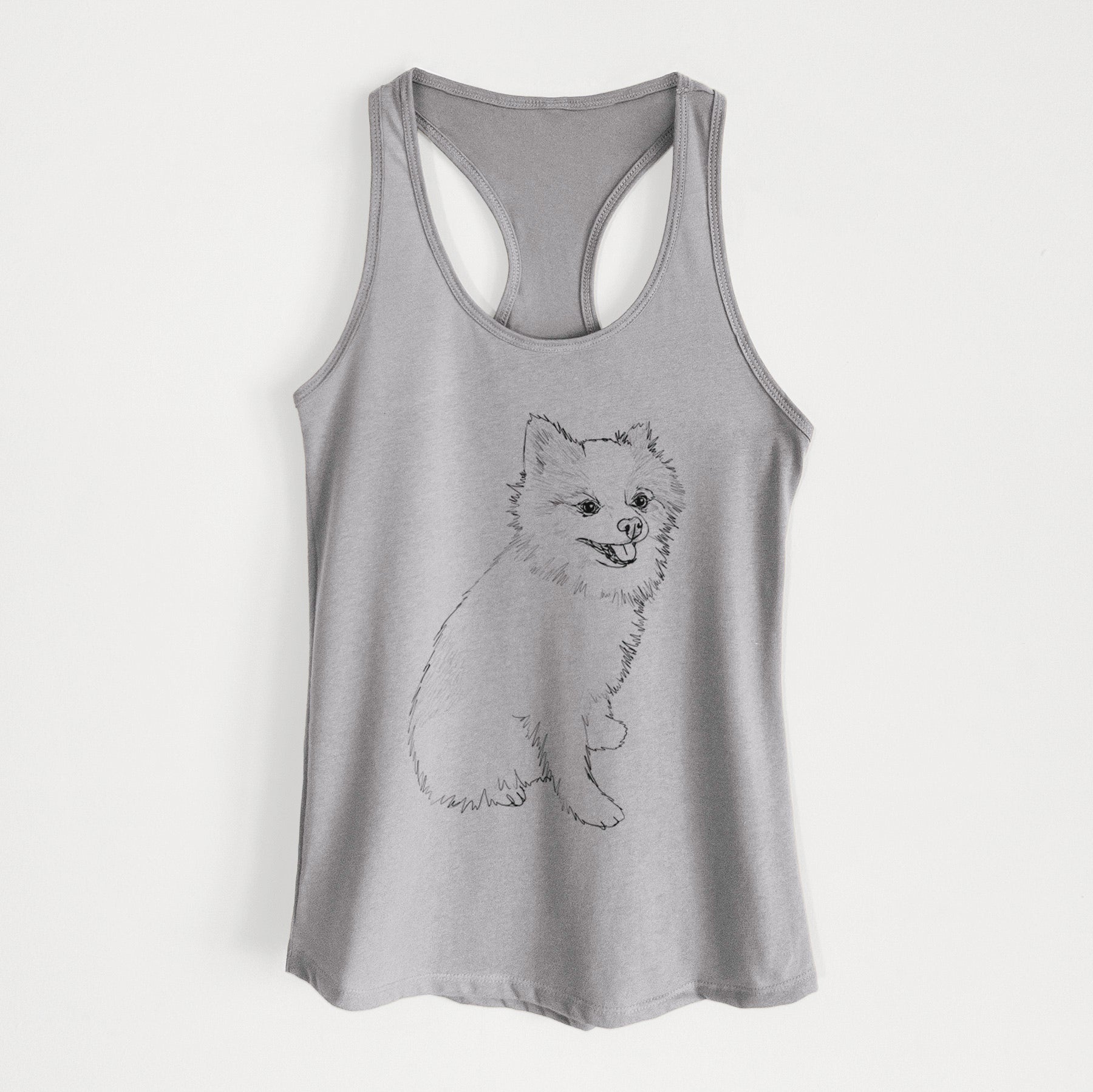 Doodled Edison the Pomeranian - Women's Racerback Tanktop