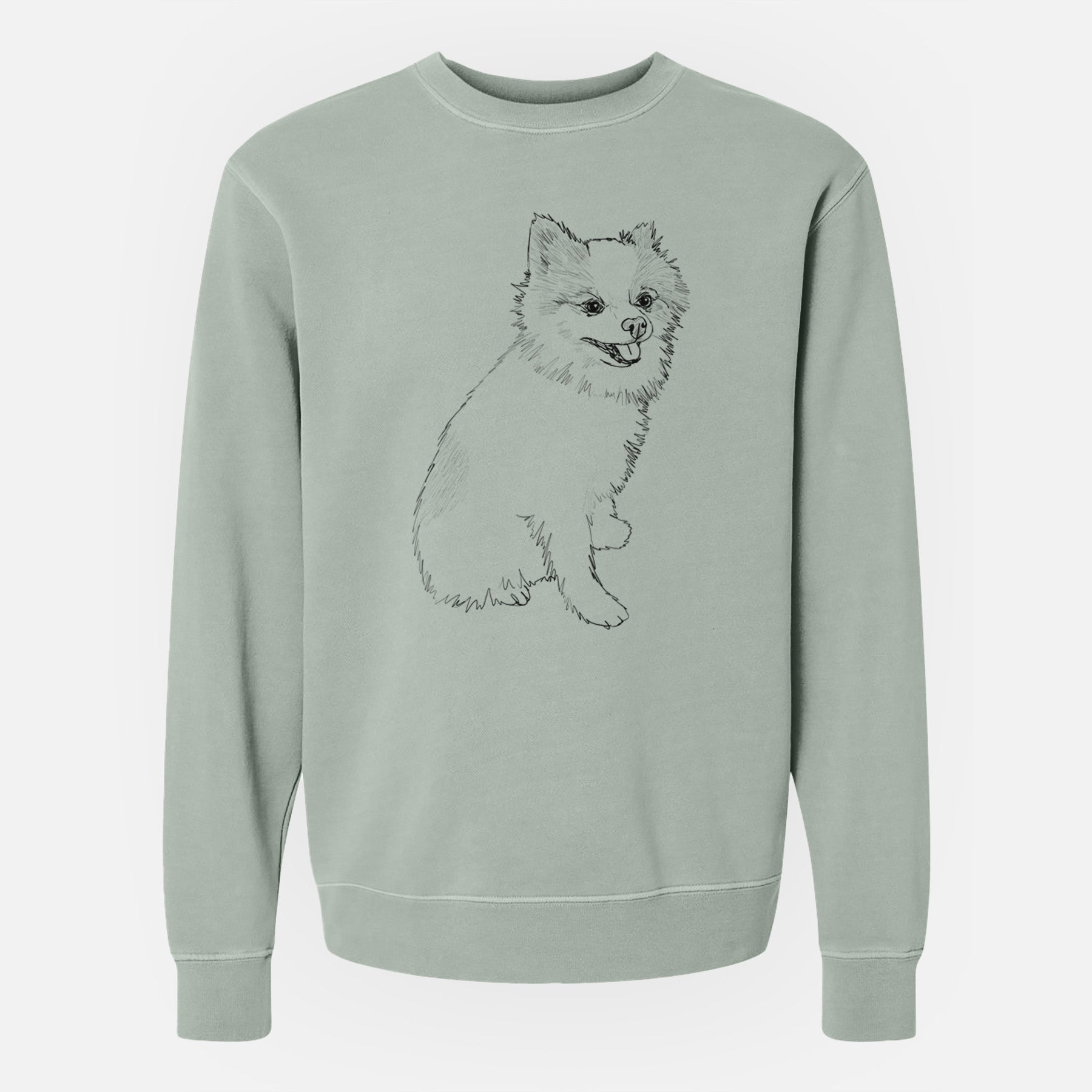 Doodled Edison the Pomeranian - Unisex Pigment Dyed Crew Sweatshirt