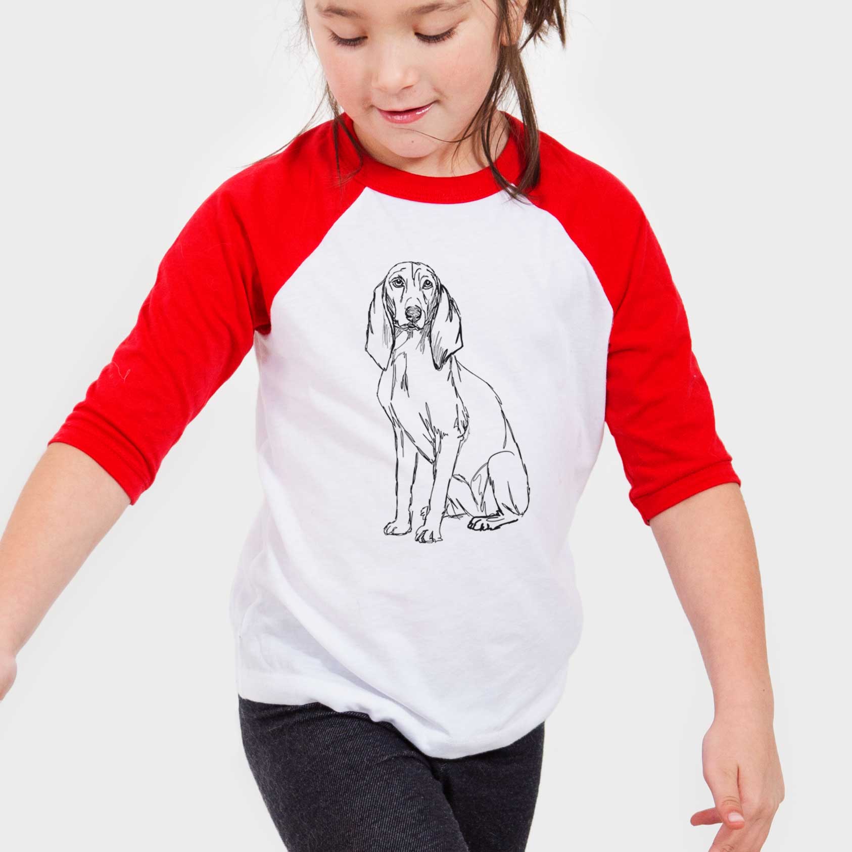 Doodled Eleanor the Italian Segugio - Youth 3/4 Long Sleeve