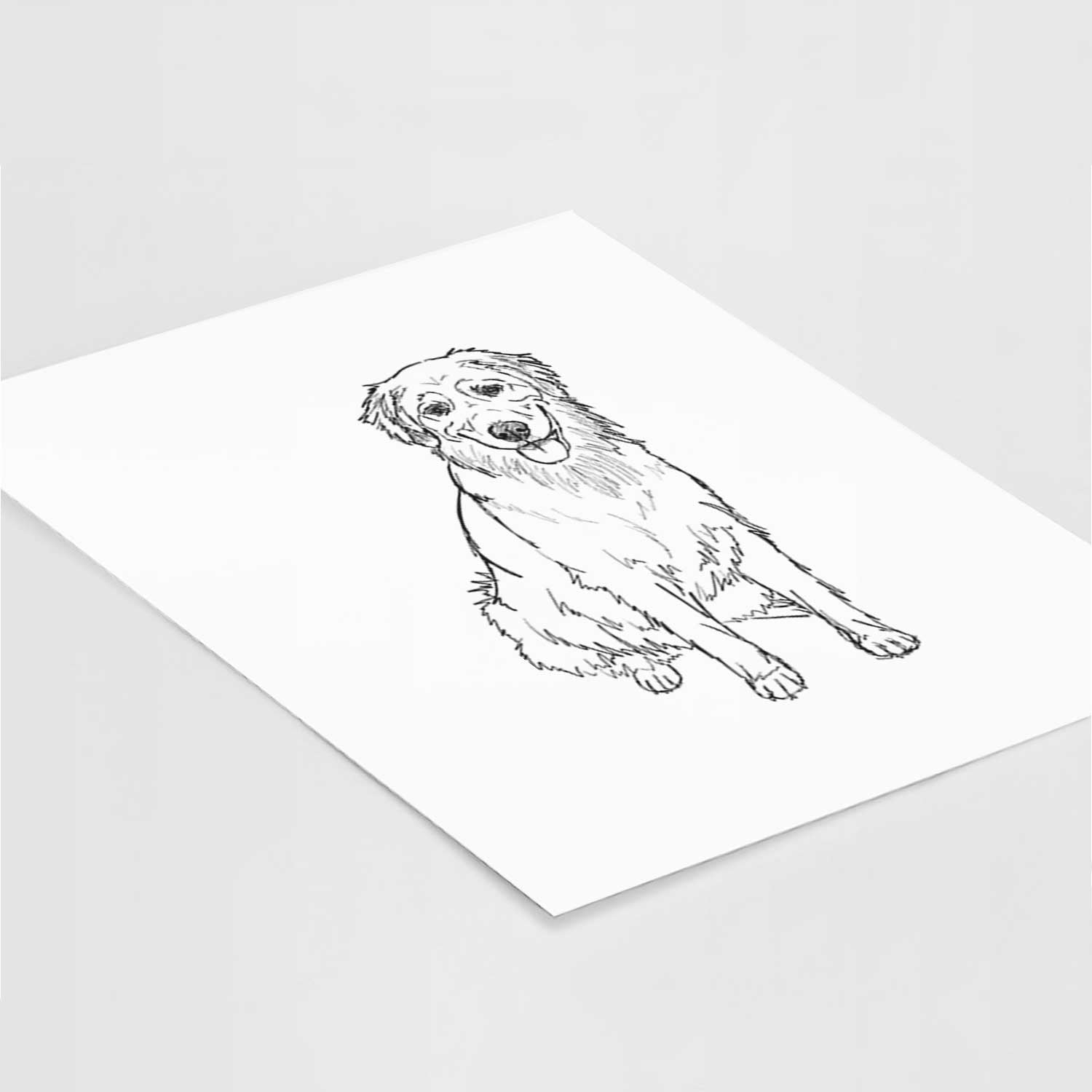 Doodled Ella the Golden Retriever Art Print