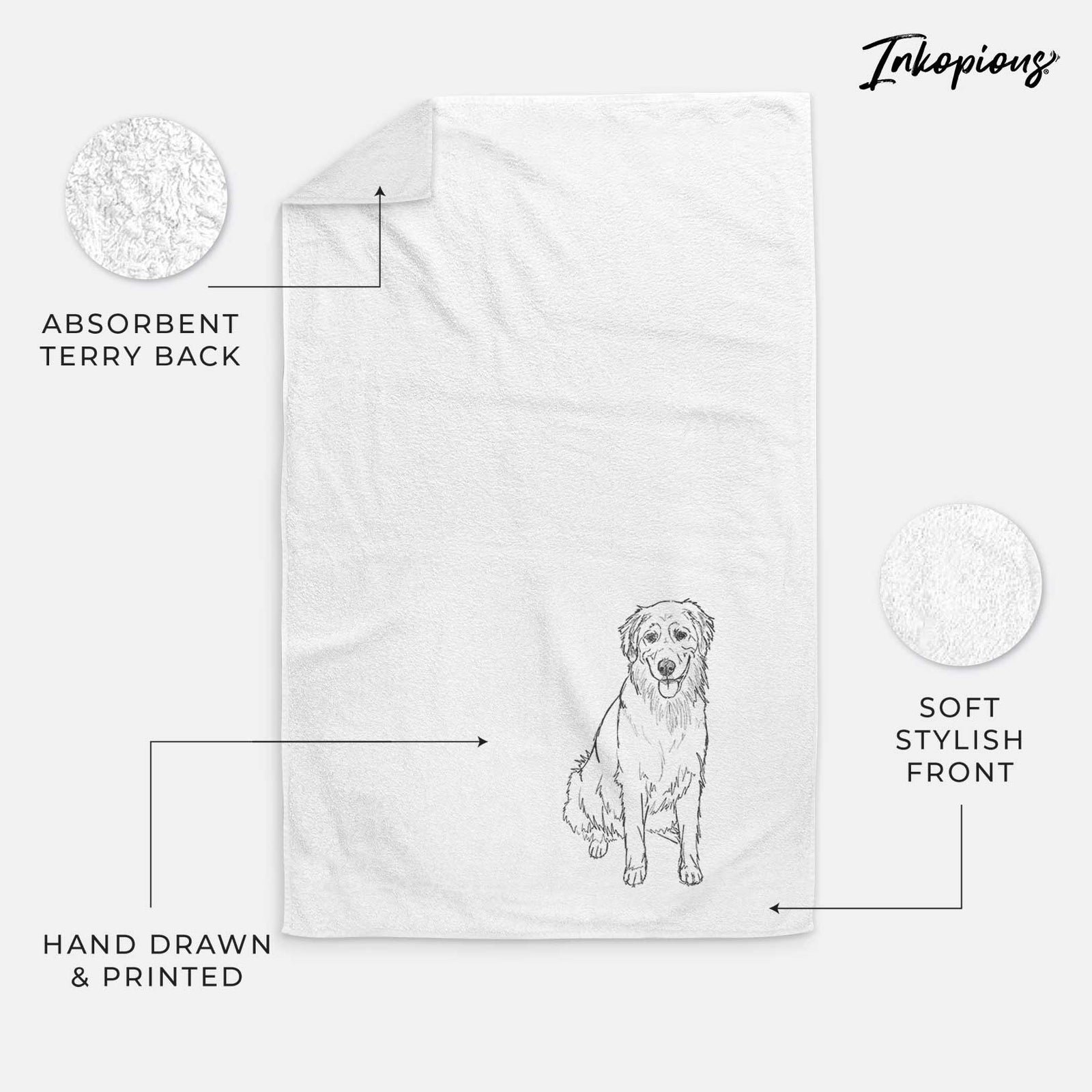 Doodled Ella the Golden Retriever Decorative Hand Towel