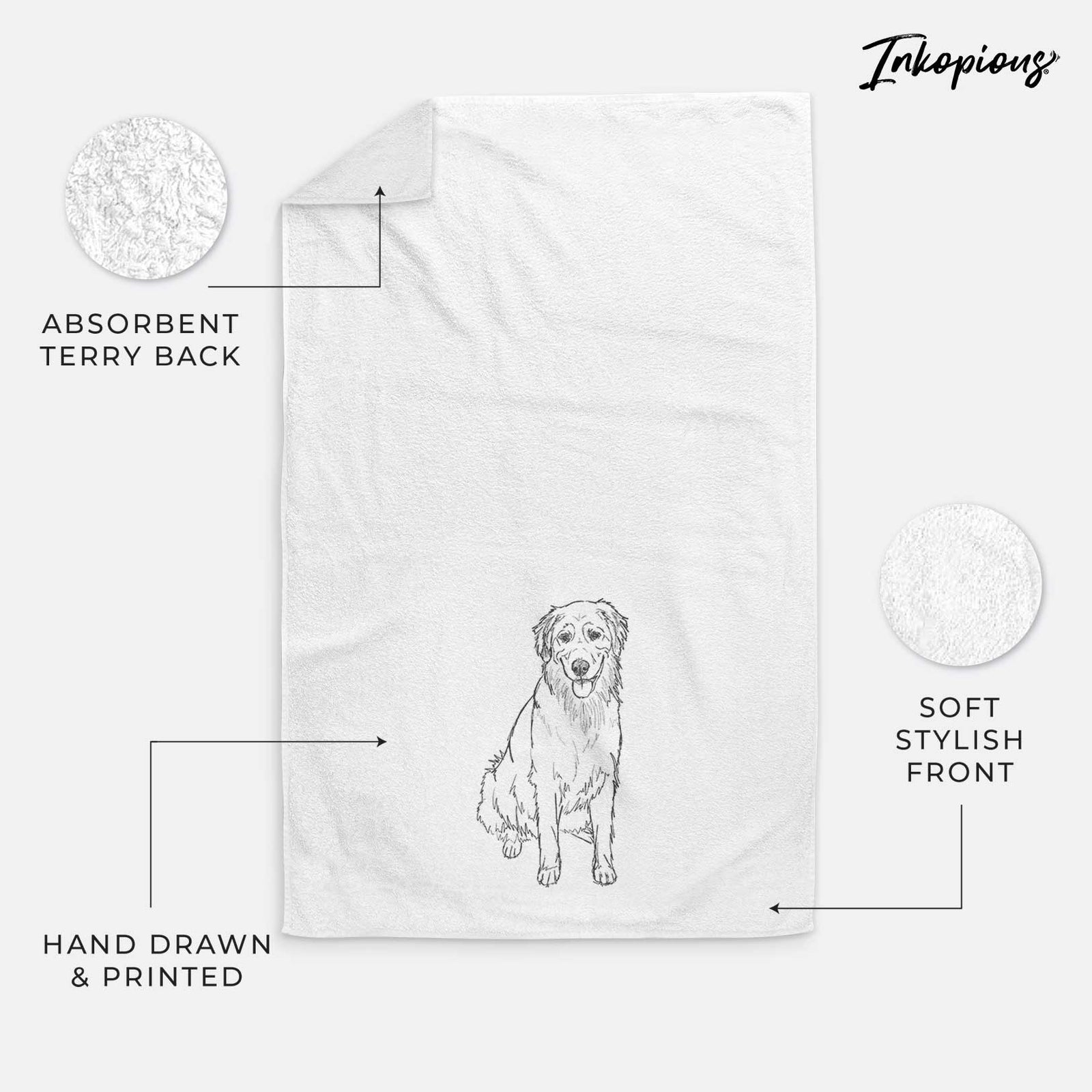 Doodled Ella the Golden Retriever Decorative Hand Towel