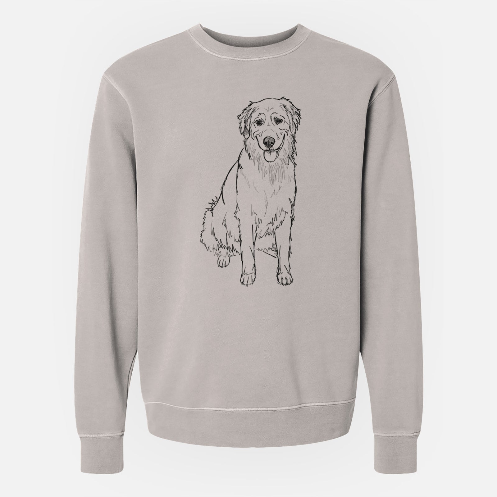Doodled Ella the Golden Retriever - Unisex Pigment Dyed Crew Sweatshirt