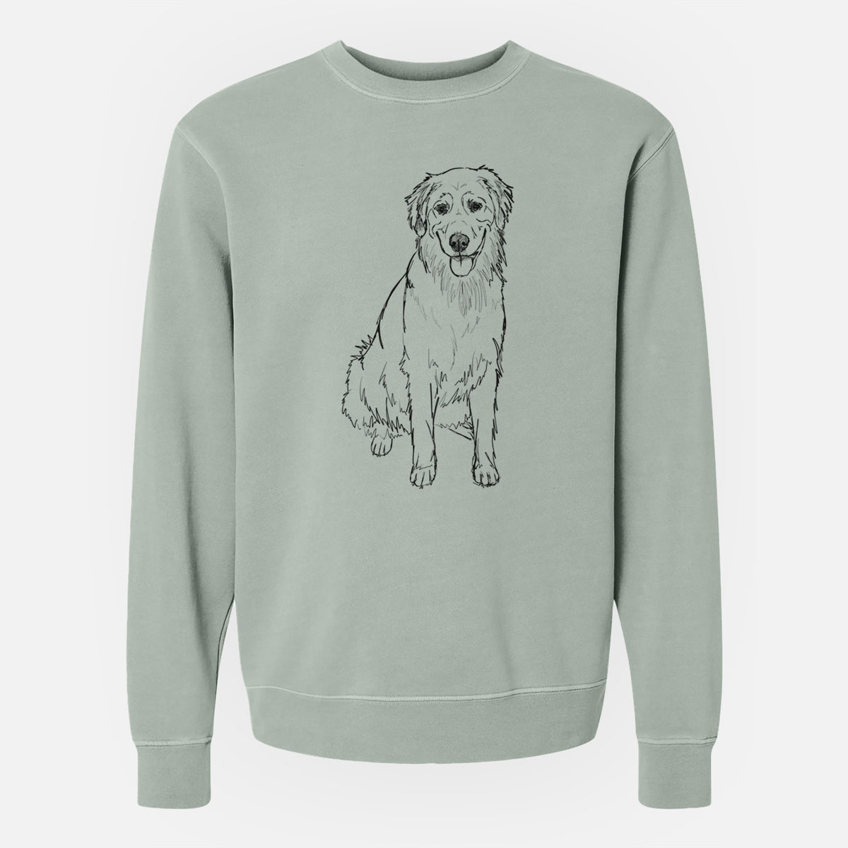 Doodled Ella the Golden Retriever - Unisex Pigment Dyed Crew Sweatshirt