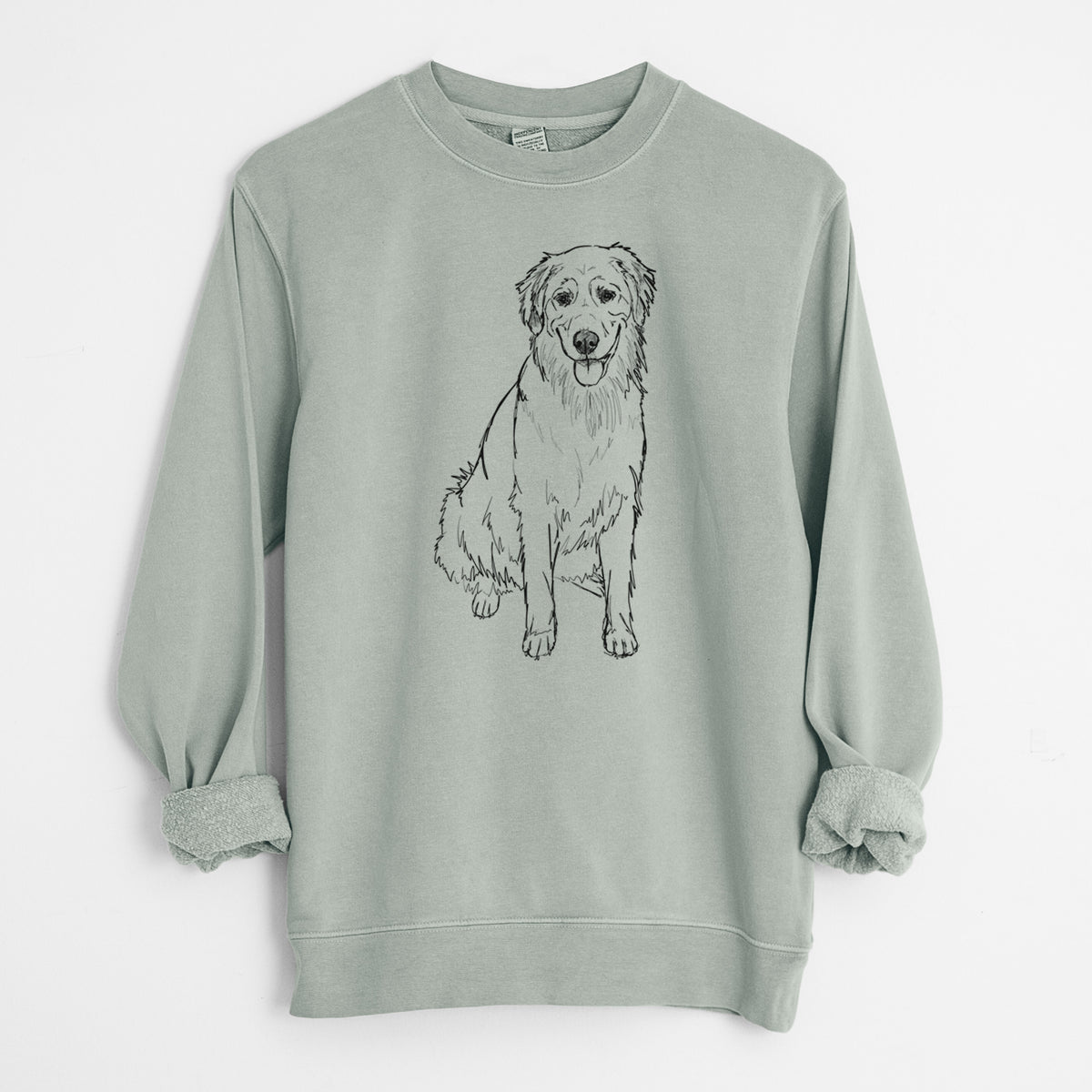 Doodled Ella the Golden Retriever - Unisex Pigment Dyed Crew Sweatshirt
