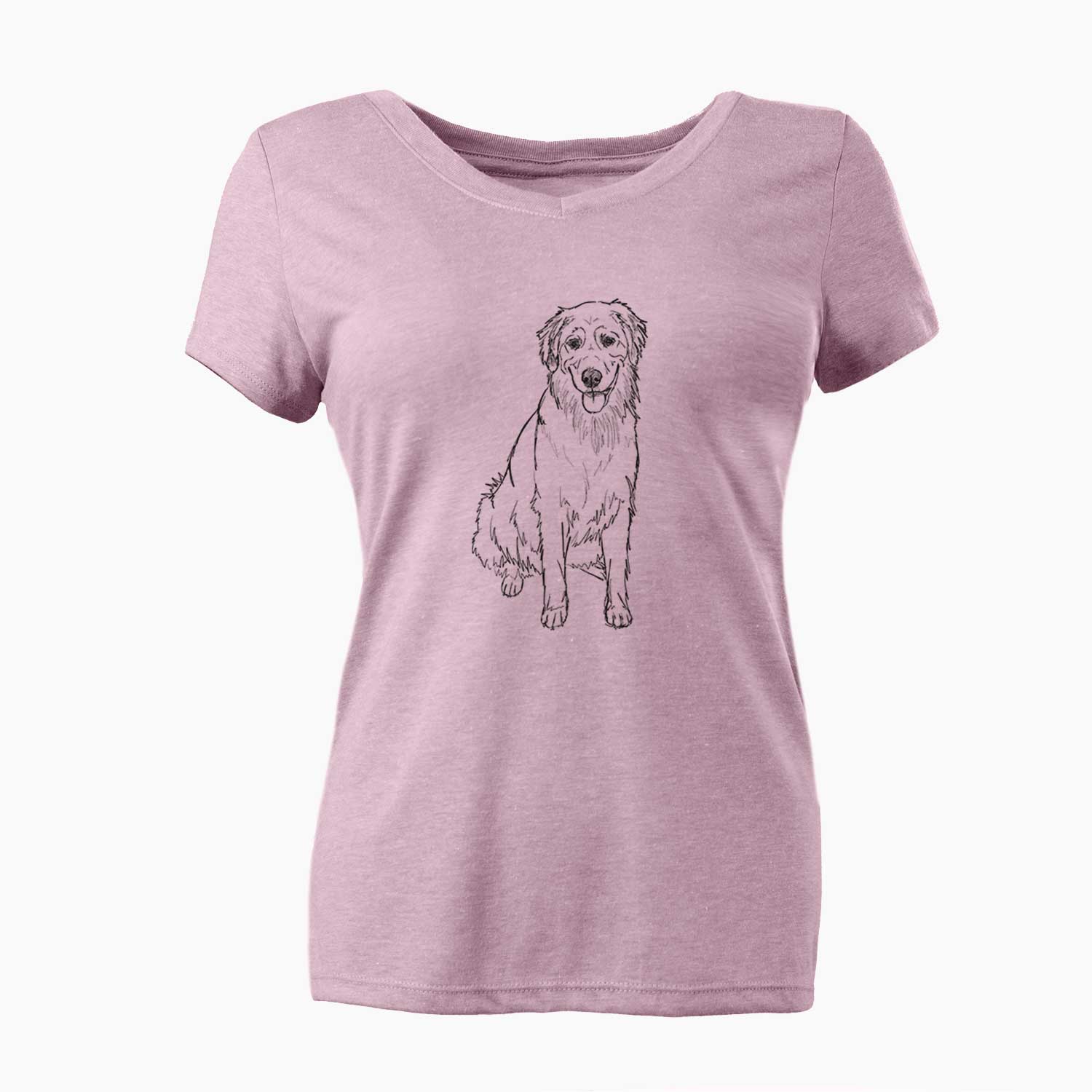 Doodled Ella the Golden Retriever - Women's V-neck Shirt