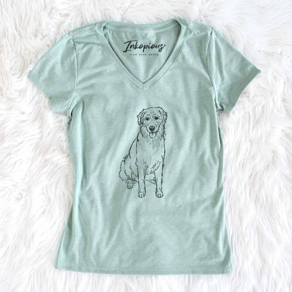 Doodled Ella the Golden Retriever - Women&#39;s V-neck Shirt