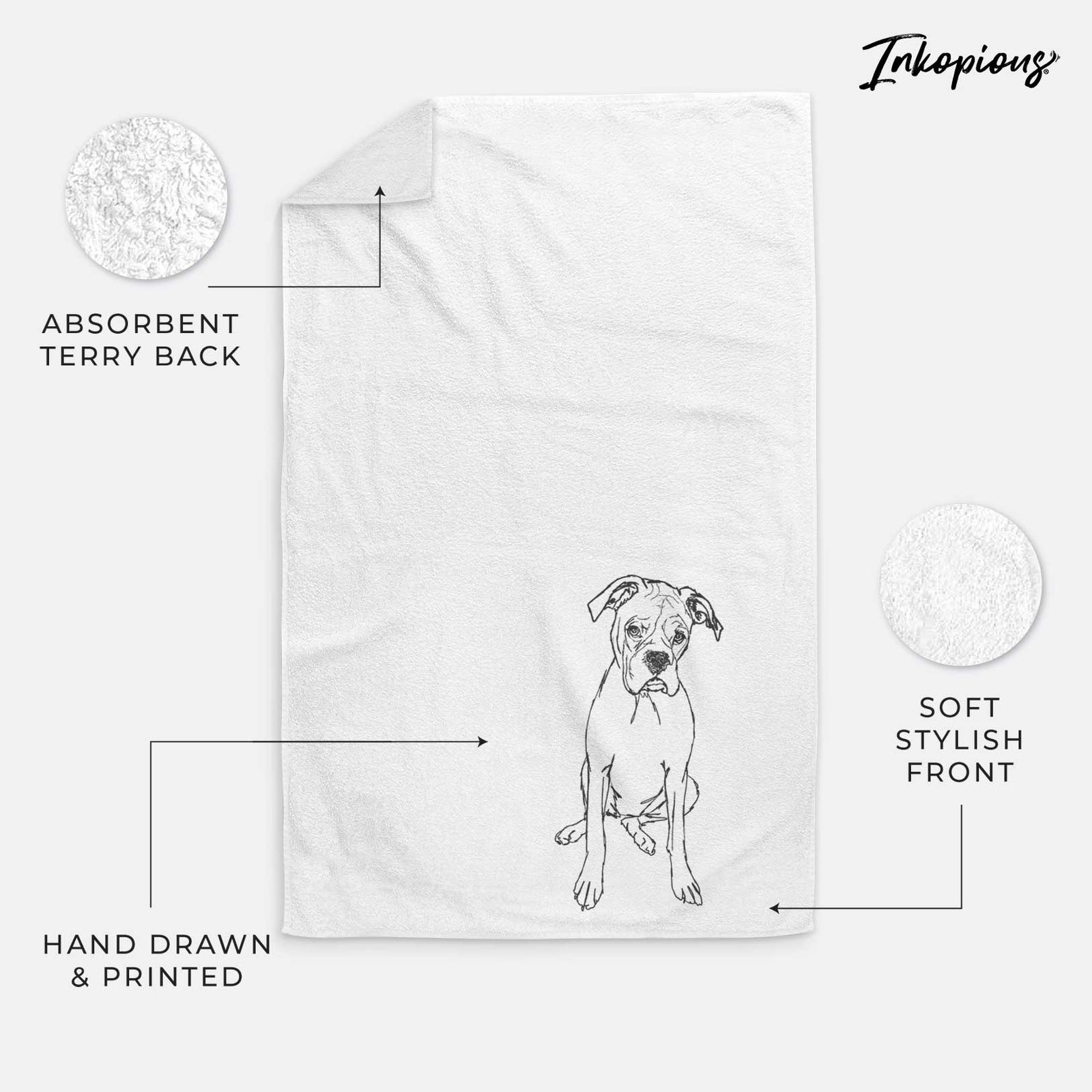 Doodled Ellie the Boxer Decorative Hand Towel