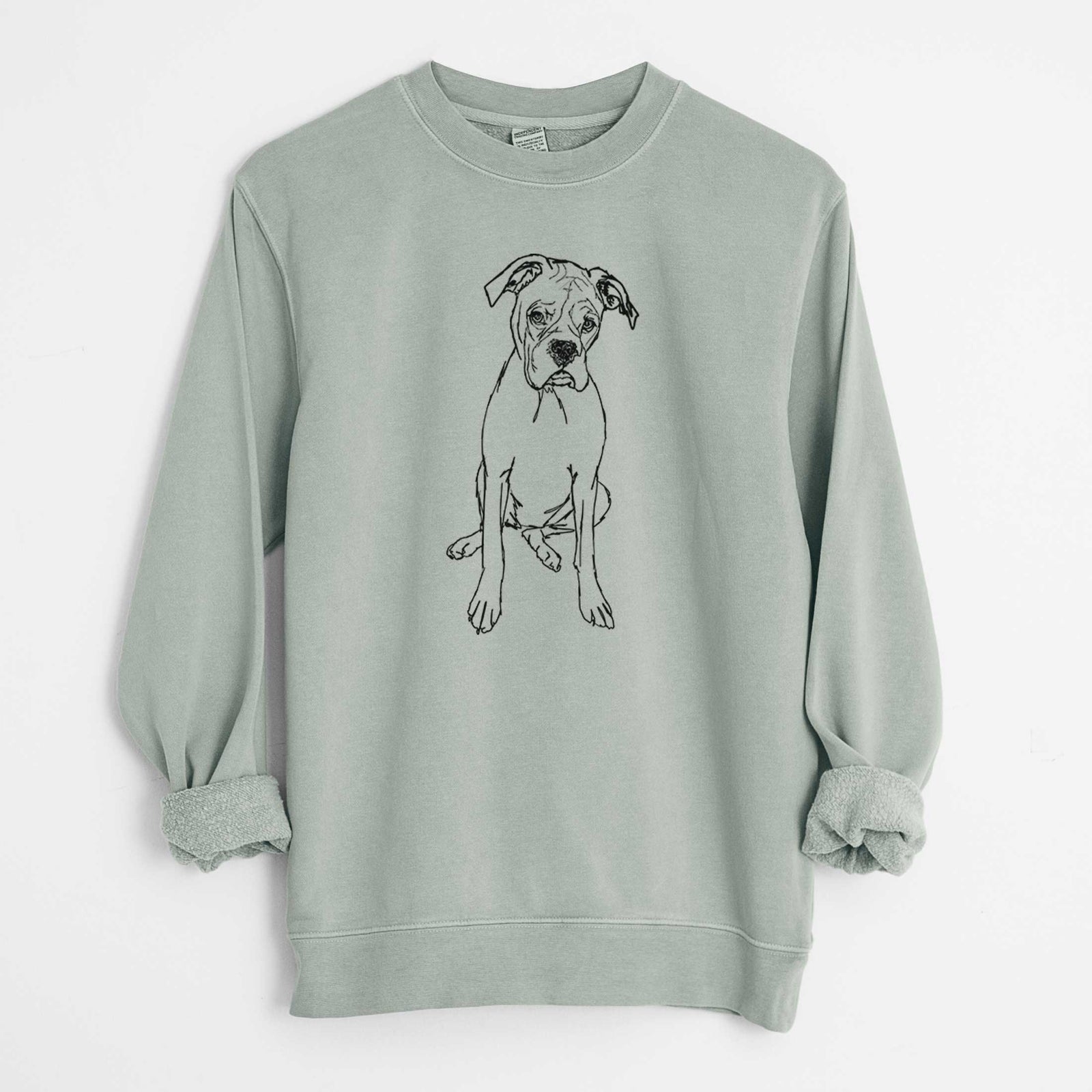 Doodled Ellie the Boxer - Unisex Pigment Dyed Crew Sweatshirt