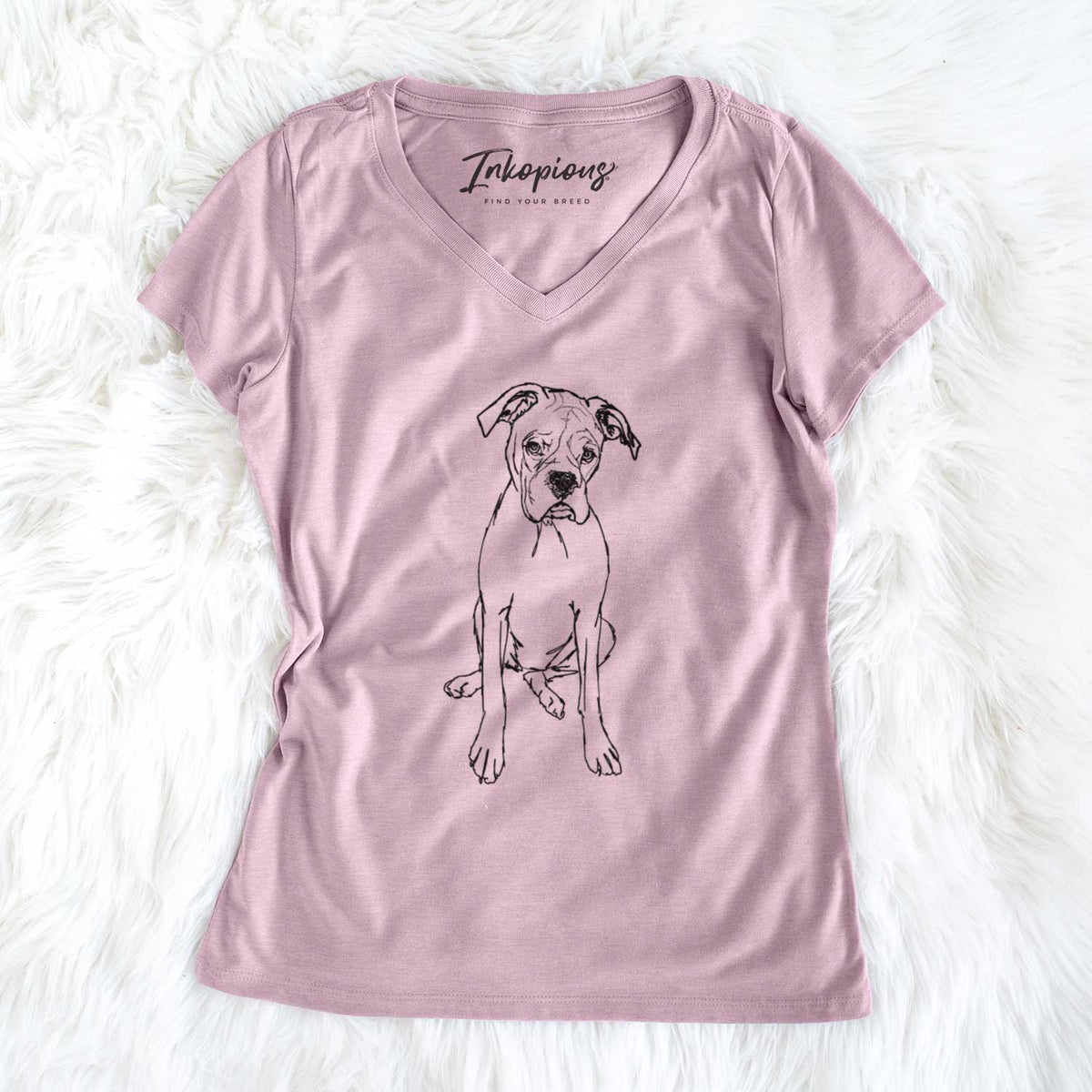 Doodled Ellie the Boxer - Women&#39;s V-neck Shirt