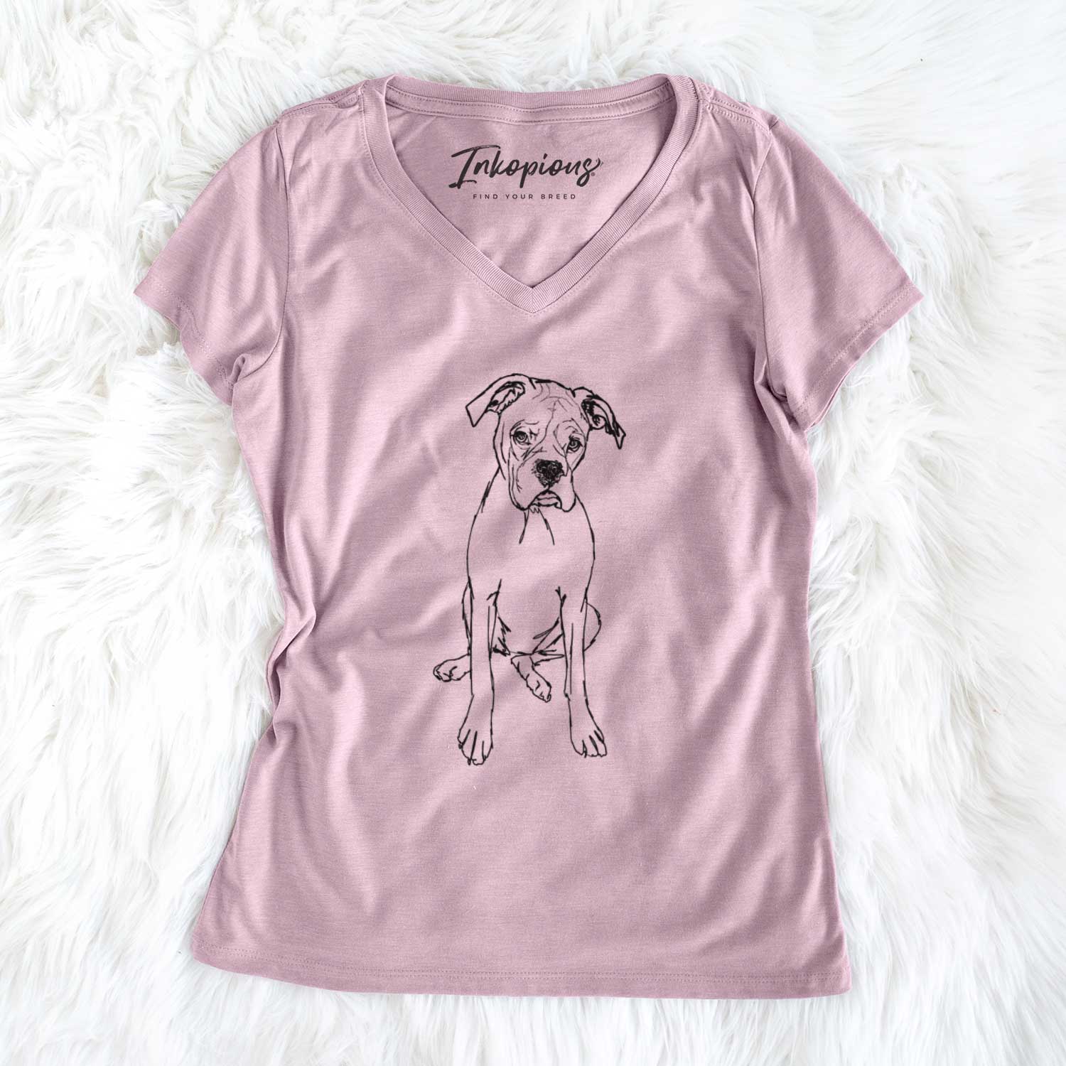 Doodled Ellie the Boxer - Women's V-neck Shirt