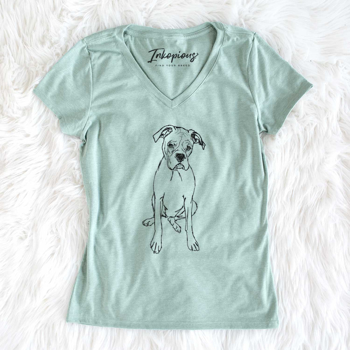 Doodled Ellie the Boxer - Women's V-neck Shirt