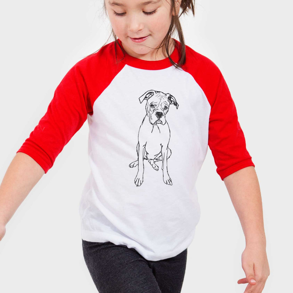 Doodled Ellie the Boxer - Youth 3/4 Long Sleeve