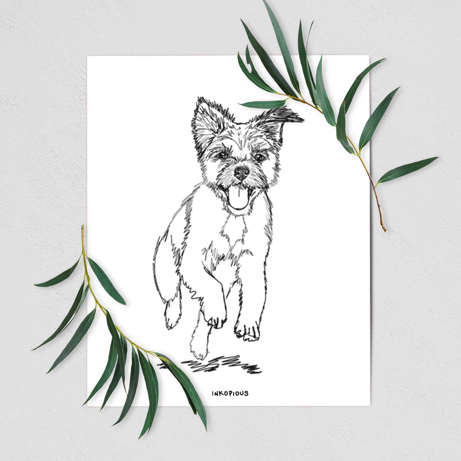 Doodled Elvin the Border Terrier Art Print