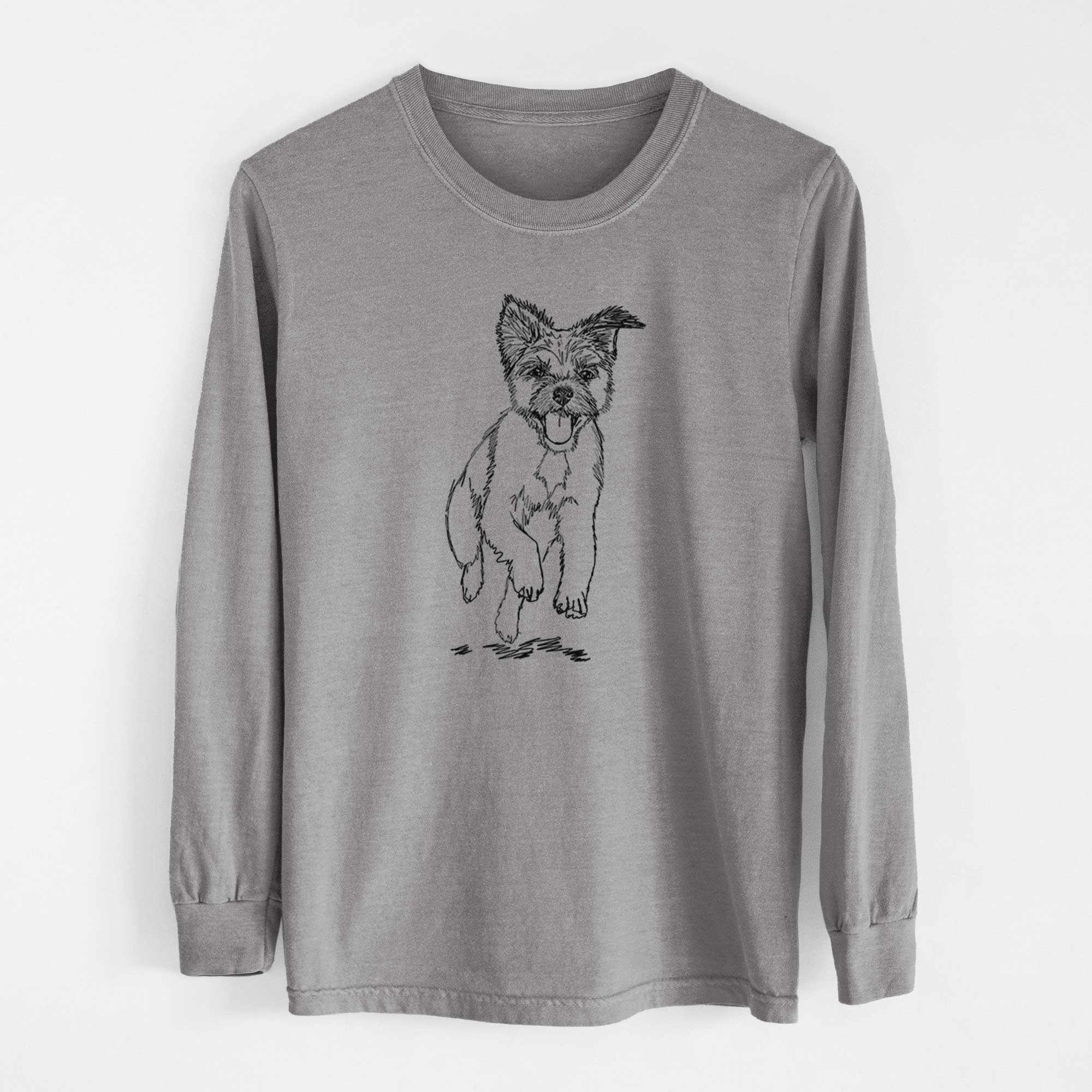 Doodled Elvin the Border Terrier - Heavyweight 100% Cotton Long Sleeve