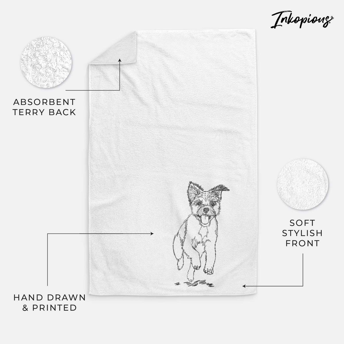 Doodled Elvin the Border Terrier Decorative Hand Towel