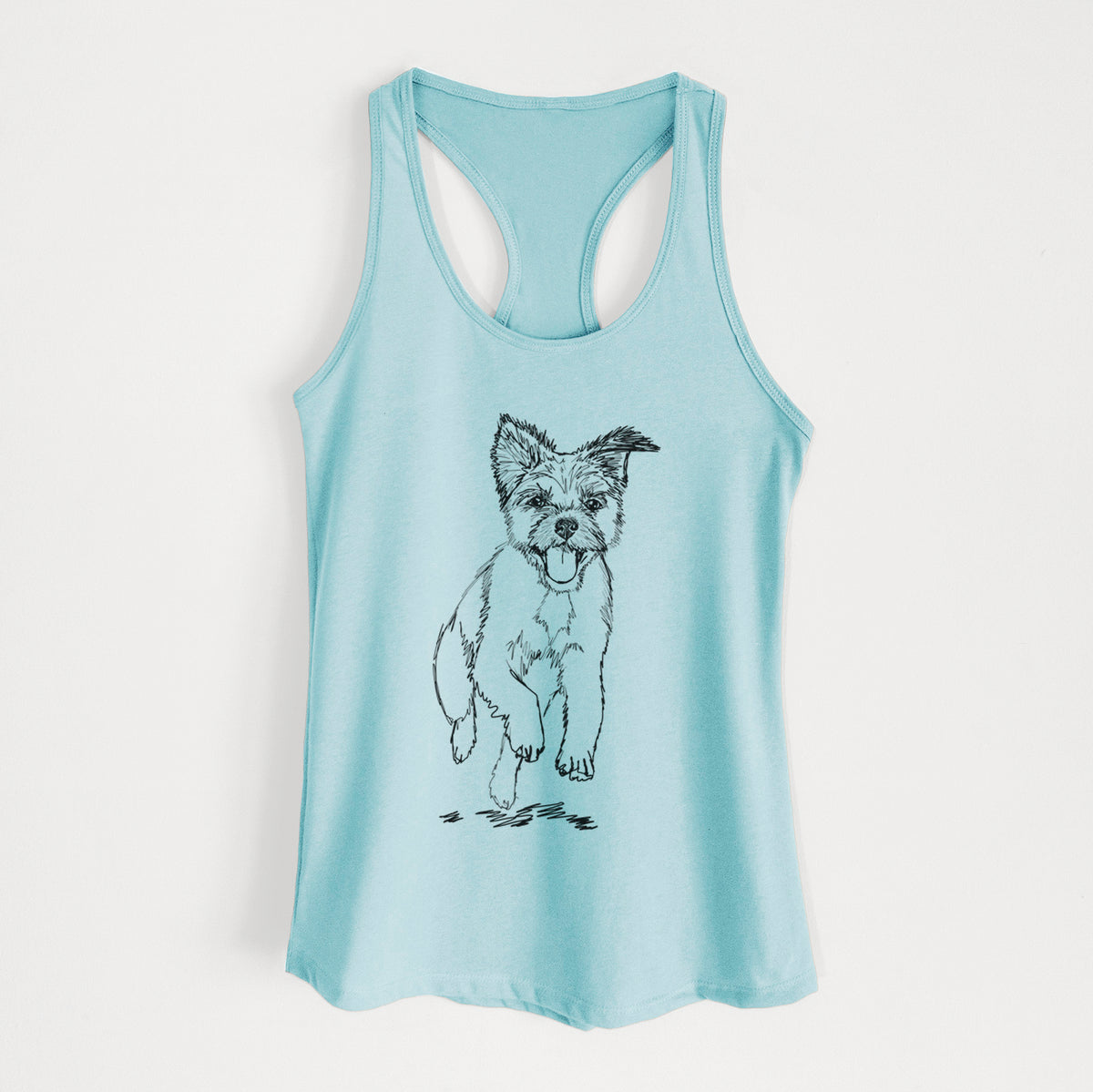 Doodled Elvin the Border Terrier - Women&#39;s Racerback Tanktop