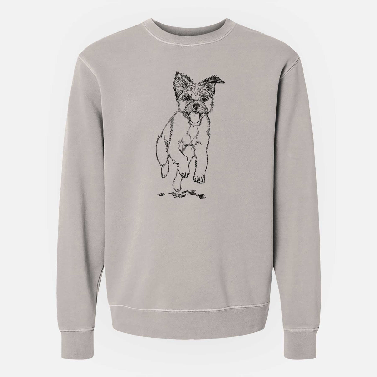 Doodled Elvin the Border Terrier - Unisex Pigment Dyed Crew Sweatshirt